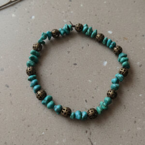 Turquoise Chip & Brass Bead Bracelet
