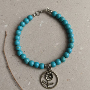 Turquoise Flower Charm Bracelet