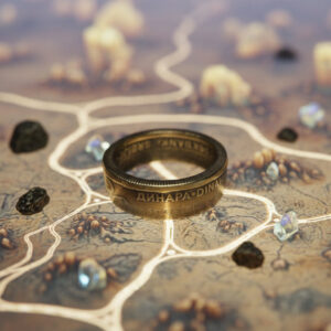Serbian Dinar Coin Ring, Narodna Banka Srbije Ring with Latin and Cyrillic Dinar Text