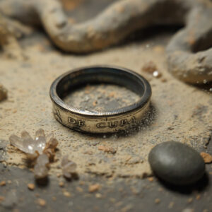 Silver Coin Band Ring Cuba 2015, Handmade Cuban Coin Ring with Patria o Muerte Inside