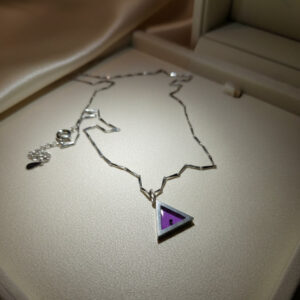 Sterling Silver Violet Triangle Pendant with Micrometeorite