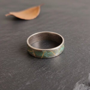 Copper Silver Ring, Handmade Ring, Artisan Jewelry, Size 60